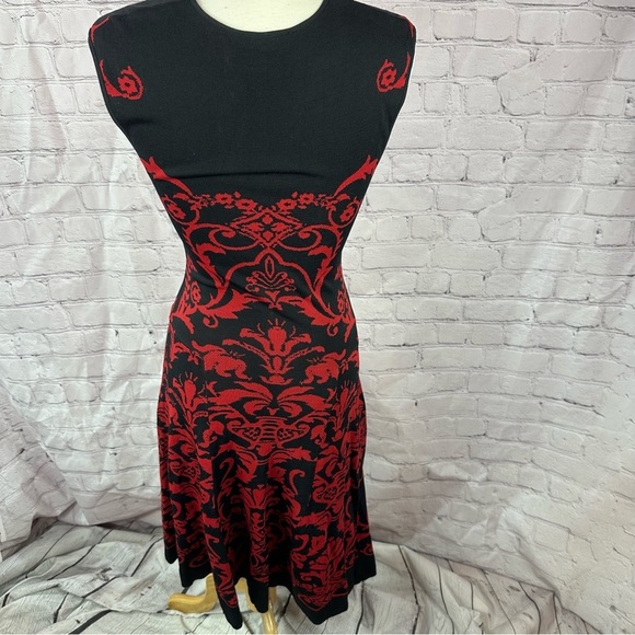 Muse Black Red fit & flare Midi Dress Sleeveless XS heavy knit - Picture 3 of 8